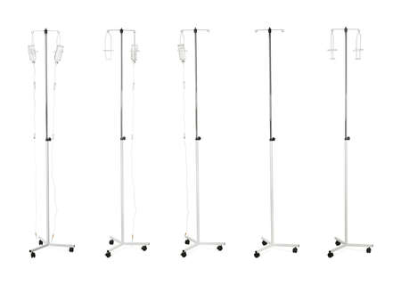 Set with drop counter stands on white background. medical equipmentの写真素材