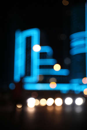 Blurred view of cityscape with bokeh effect. night life