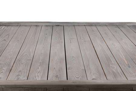 Empty gray wooden surface isolated on white