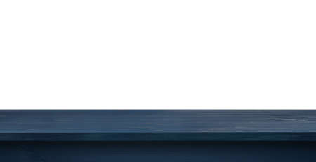 Empty blue wooden surface isolated on white. Mockup for design