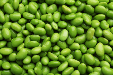 Many edamames as background, closeup. soy beansの写真素材