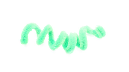 Green fluffy wire isolated on white, top view