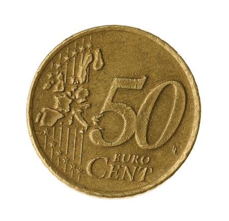 Fifty euro cent coin isolated on white