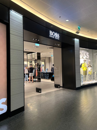 WARSAW, POLAND - JULY 17, 2022: Hugo Boss clothing store in shopping mallのeditorial素材
