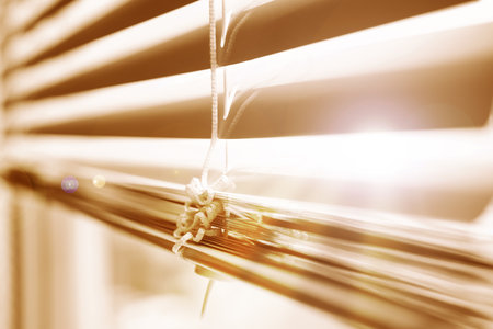 Closeup view of stylish horizontal window blindsの写真素材
