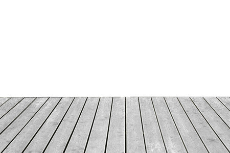 Empty gray wooden surface isolated on white. Mockup for designの写真素材