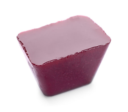 Frozen beetroot puree cube isolated on whiteの写真素材