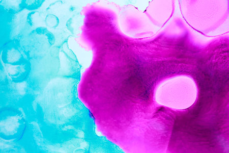 Beautiful abstract ink painting on white paper, top viewの写真素材