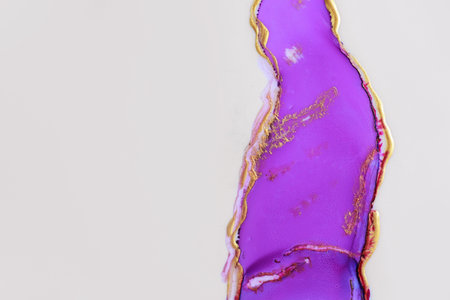 Beautiful abstract ink painting on white paper, top view. Space for textの写真素材