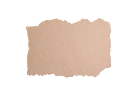 Piece of brown paper isolated on white, top view. Space for textの写真素材