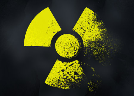 Radioactive sign on black background. Hazard symbolの写真素材