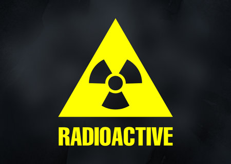 Radioactive sign on black background. Hazard symbol