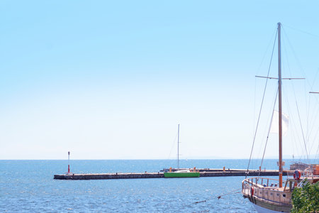 Beautiful view of the pier with moored boats