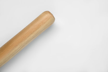 Wooden baseball bat on white background, top view with space for text. sports equipmentの写真素材