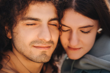 Portrait of a young couple, closeup. dating agency