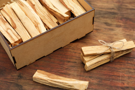 Palo Santo (holy wood) sticks on wooden table