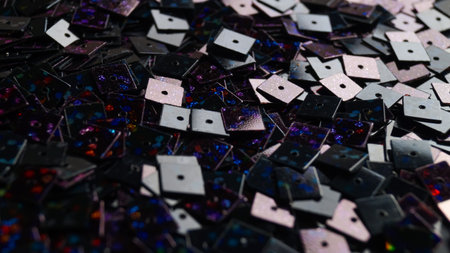 Many beautiful sequins as background, closeup viewの写真素材
