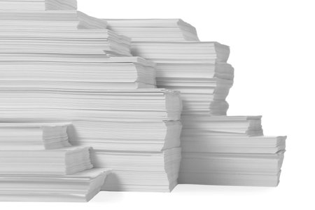 Stacks of paper sheets on white background