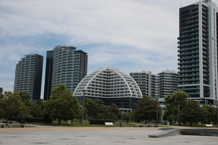Batumi, Georgia - June 24, 2022: Beautiful cityscape with modern buildings