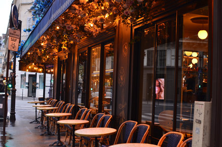 Paris, France - December 10, 2022: Outdoor seating of Le Musset restaurantのeditorial素材