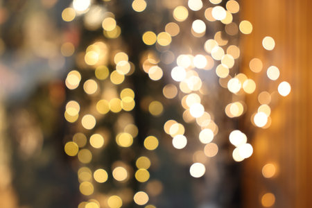 Blurred view of beautiful Christmas lights. bokeh effect