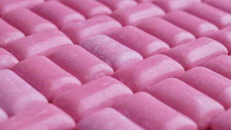 Many pink chewing gums as background, closeupの写真素材