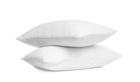 Blank soft new pillows isolated on whiteの写真素材