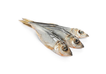 Tasty dried fish isolated on white. sea foodの写真素材