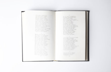 Open book on white background, top viewの写真素材