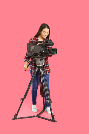 Operator with professional video camera