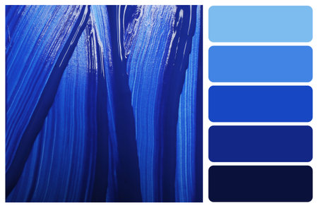 Paint strokes as background, closeup. Color of the year 2020 (Classic blue)