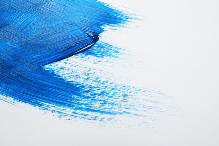 Paint strokes on white background background, top view. Color of the year 2020 (Classic blue)の写真素材