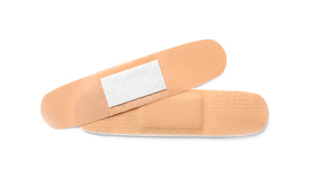 Medical sticking plasters isolated on white. First aid itemの写真素材