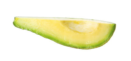 Slice of raw avocado isolated on white