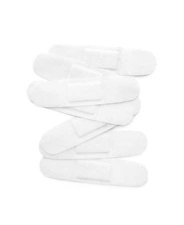 Medical sticking plasters isolated on white. First aid itemの写真素材