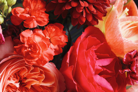 Beautiful fresh bouquet as background, closeup. floral decorの写真素材