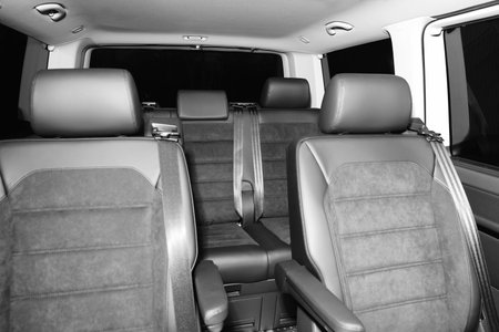 New modern car with comfortable seats insideの写真素材