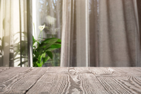 Empty wooden table in the room. space for designの写真素材