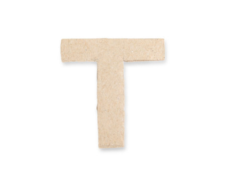 Letter T made of cardboard isolated on whiteの写真素材