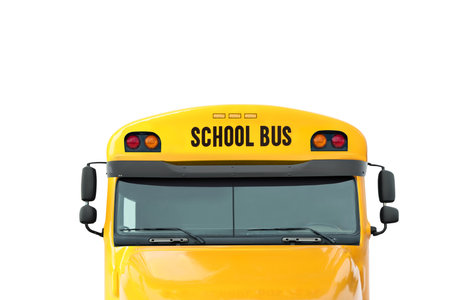 Yellow school bus isolated on white. Transport for students
