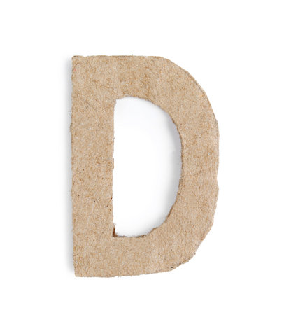 Letter D made of cardboard isolated on whiteの写真素材