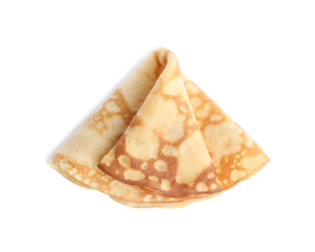 Folded fresh thin pancakes isolated on white, top viewの写真素材