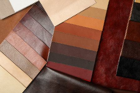 Different leather samples as background, flat layの写真素材