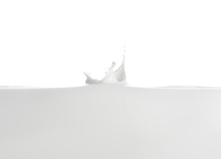 Fresh milk splash isolated on white, closeupの写真素材