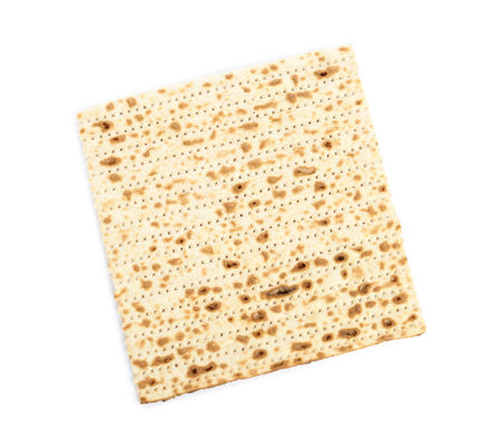 Passover matzo isolated on white, top view. Pesach celebrationの写真素材