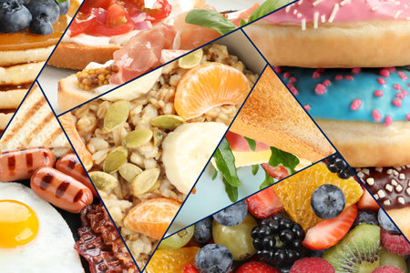 Collage of different delicious food, closeupの写真素材