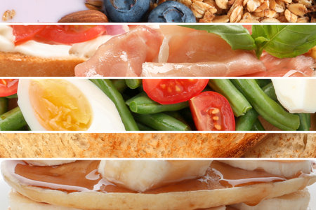 Collage of different delicious food, closeupの写真素材