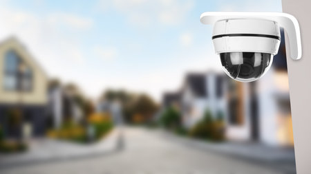 home security system. House under CCTV camera surveillance