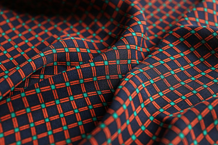 Texture of beautiful fabric with stylish pattern as background, closeup