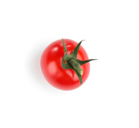 Fresh ripe organic tomato isolated on white, top viewの写真素材
